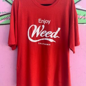 Photo detail:ENJOY WEED CALIFORNIA COKE PARODY PUFFY PRINT T-SHIRT