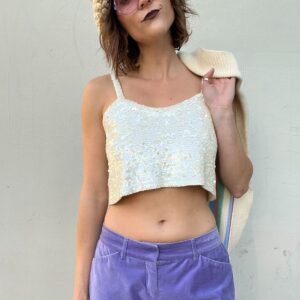 Photo detail:1990S FULLY SEQUINED STRAPPY KNIT CROPPED CAMI TANK TOP