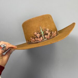 Photo detail:SUPER WIDE BRIMMED STAGECOACH HAT CUSTOM LEATHER CACTUS APPLIQUE