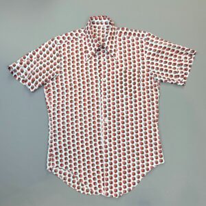 Photo detail:AWESOME! FUNKY GEOMETRIC PRINT SHORT SLEEVE BUTTON DOWN SHIRT DAGGER COLLAR