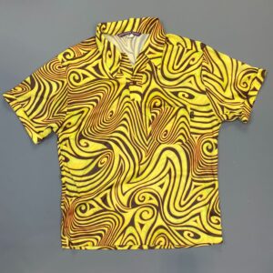 Photo detail:WILD!!! 1990S PSYCH SWIRL PRINT SHORT SLEEVE QUARTER BUTTON CLUB SHIRT