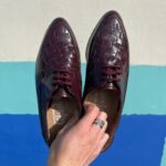 SHINY OXFORD LEATHER BASKET WOVEN POINTED TOE OXFORDS – DEADSTOCK