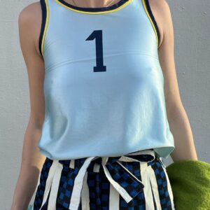 Photo detail:AMMMMAZING!!! 1970S ACETATE DRAWSTRING WAIST NUMBER 1 JERSEY TANK TOP