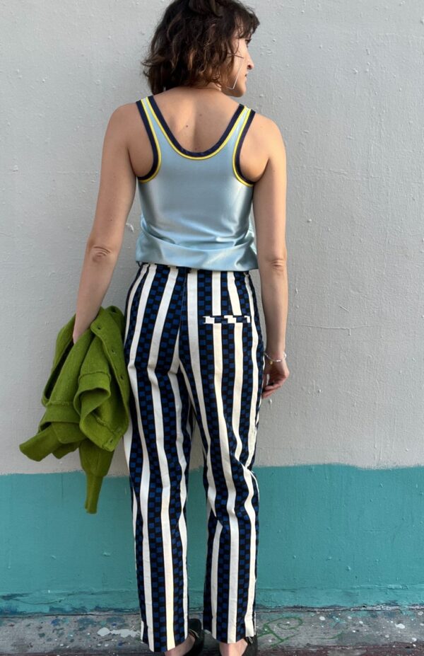 AMMMMAZING!!! 1970S ACETATE DRAWSTRING WAIST NUMBER 1 JERSEY TANK TOP