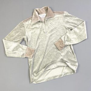 Photo detail:2-TONE 1970S DEADSTOCK VELOUR QUARTER ZIP RIBBED SHIRT NWT - GREY