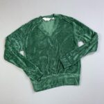 1970S DEADSTOCK VELOUR V-NECK SWEATER NWT – GREEN