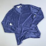 1970S DEADSTOCK WAFFLE VELOUR V-NECK SHIRT NWT – BLUE