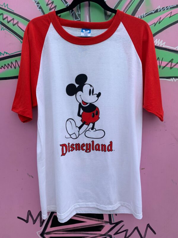 KILLER! 1980S DEADSTOCK SHORT SLEEVE MICKEY MOUSE RAGLAN TEE