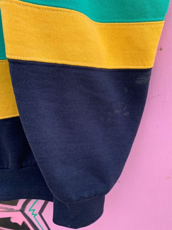 *AS-IS* 1980S-90S STRIPED COLOR BLOCK TURTLENECK SWEATSHIRT EMBROIDERED LOGO