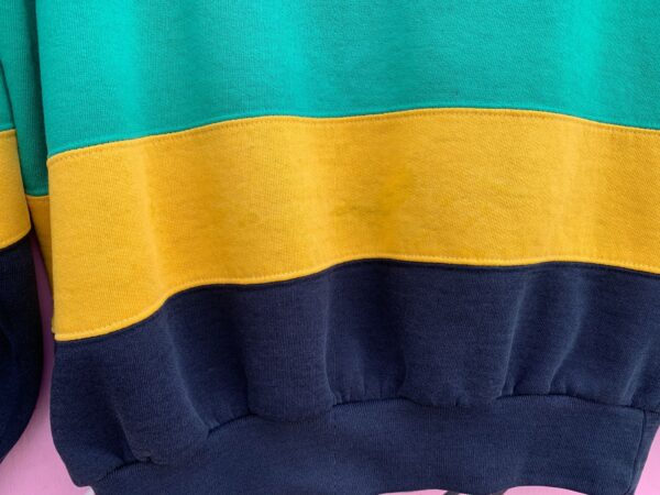 *AS-IS* 1980S-90S STRIPED COLOR BLOCK TURTLENECK SWEATSHIRT EMBROIDERED LOGO