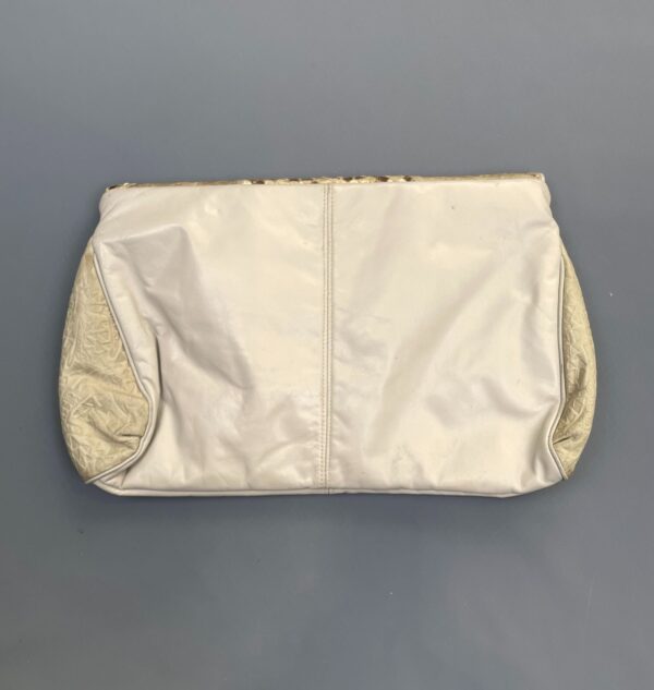 AMAZING! 1980S OVERSIZED EMBOSSED LEATHER & SNAKESKIN ENVELOPE CLUTCH