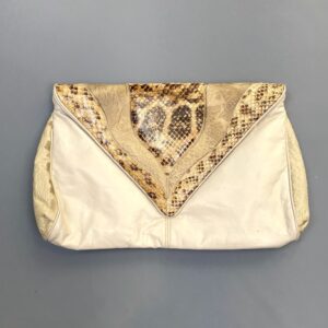 Photo detail:AMAZING! 1980S OVERSIZED EMBOSSED LEATHER & SNAKESKIN ENVELOPE CLUTCH