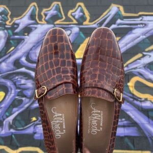 Photo detail:EMBOSSED ALLIGATOR GOLD BUCKLE LOAFERS *DEADSTOCK