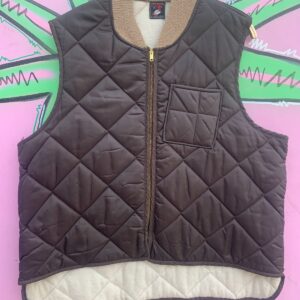 Photo detail:RETRO NYLON INSULATED UTILITY VEST RIBBED COLLAR SERVAL ZIPPER, SINGLE FRONT POCKET