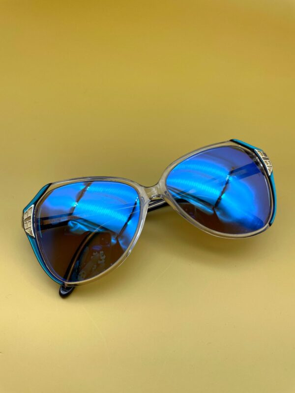 *AS-IS* 1970S GUCCI SHEER TINTED SUNGLASSES METALLIC BLUE CUSTOM LENSES