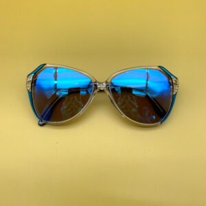 Photo detail:*AS-IS* 1970S GUCCI SHEER TINTED SUNGLASSES METALLIC BLUE CUSTOM LENSES