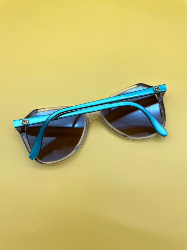 *AS-IS* 1970S GUCCI SHEER TINTED SUNGLASSES METALLIC BLUE CUSTOM LENSES