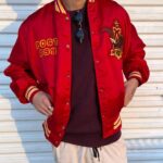 EMBROIDERED ANHEUSER BUSCH EAGLE SATIN BUTTON UP JACKET