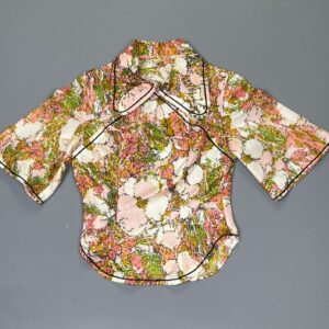 Photo detail:CUTE! 1960S WATERCOLOR PRINT CHINOISERIE TOP PETER PAN COLLAR