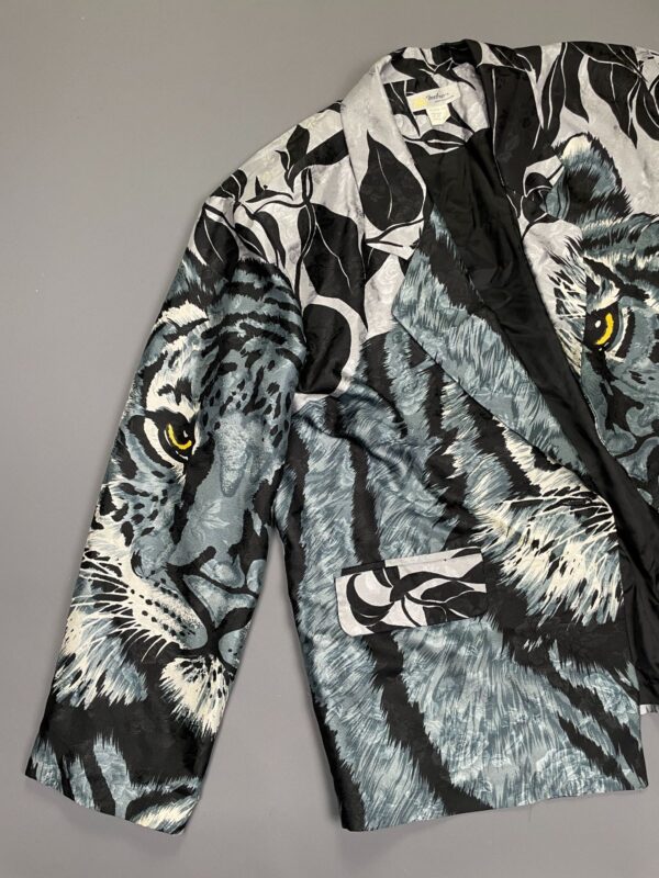 SOOO AMAZING!!! 1980S-90S SILKY ALLOVER TIGER PRINT BLAZER JACKET