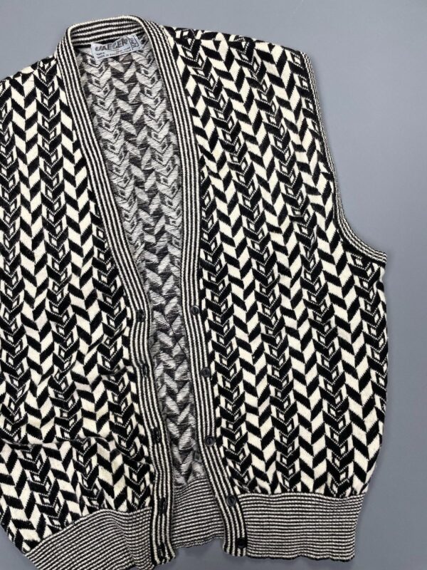 *AS-IS* 1970S WOOL & ANGORA BLEND CHEVRON DESIGN KNIT SWEATER VEST ANGORA BLEND