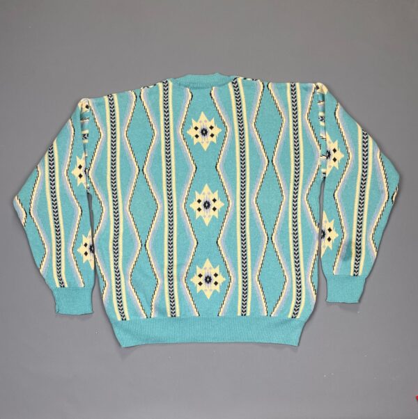 STUNNING! MADE IN ITALY 1990S TRIBAL DESIGN V-NECK SWEATER