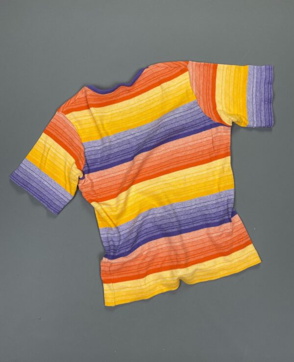 AMAZING!! MADE IN FRANCE 1970S SUNSET STRIPED STRETCHY KNIT TOP