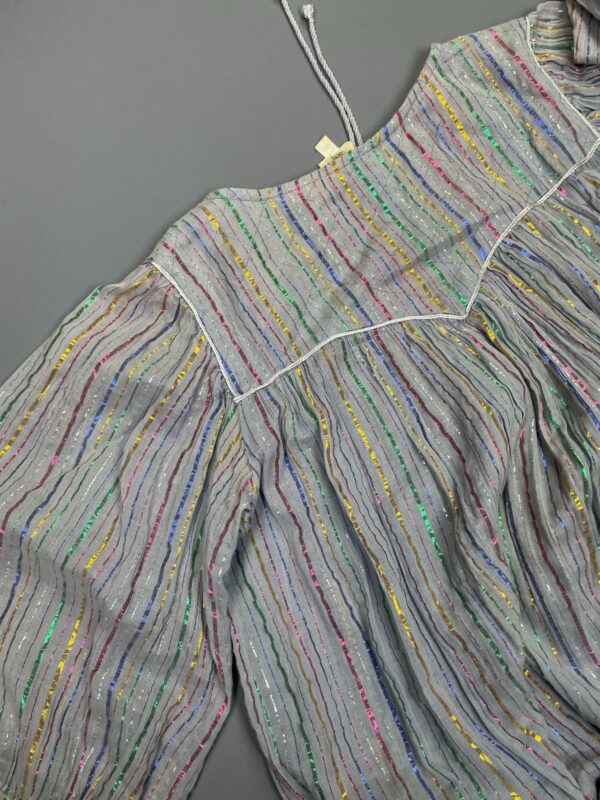 AMAZING!!! 1970S RAINBOW METALLIC THREADING INDIAN COTTON DRESS