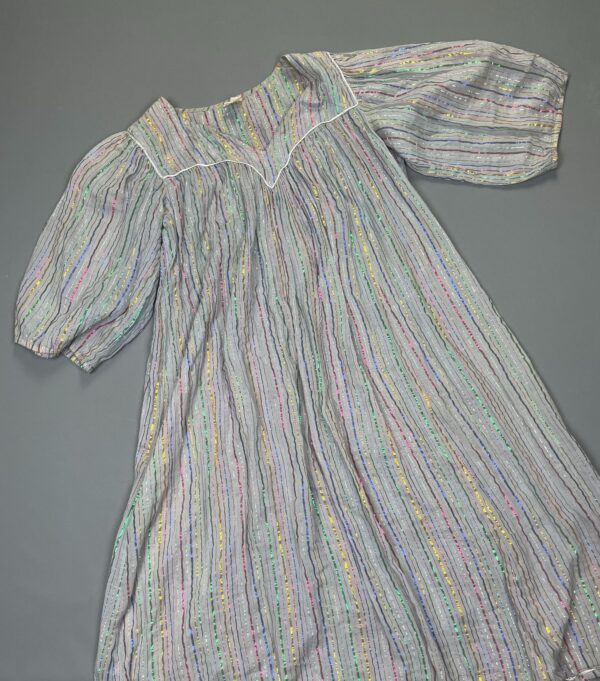 AMAZING!!! 1970S RAINBOW METALLIC THREADING INDIAN COTTON DRESS