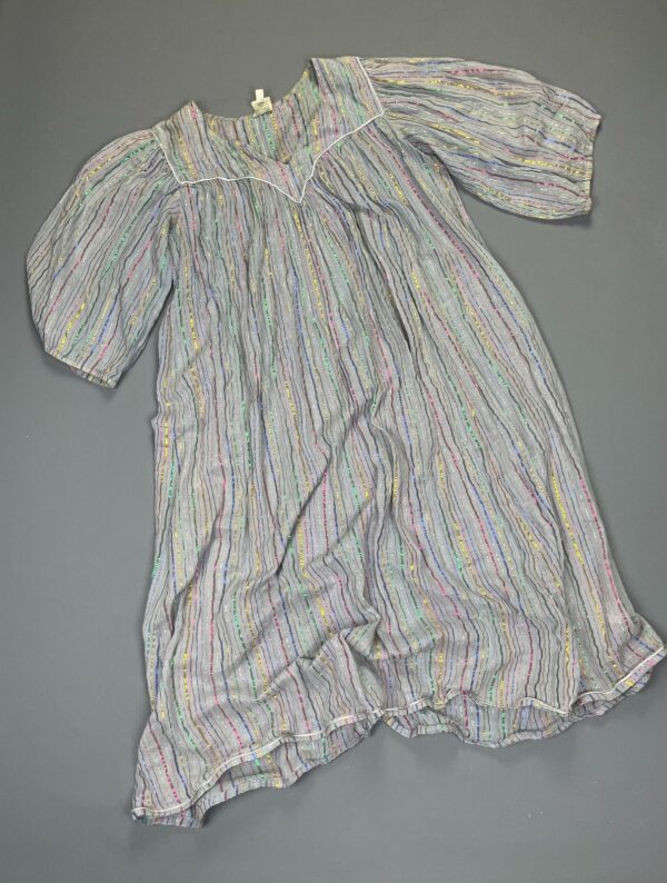 AMAZING!!! 1970S RAINBOW METALLIC THREADING INDIAN COTTON DRESS