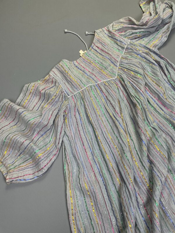 AMAZING!!! 1970S RAINBOW METALLIC THREADING INDIAN COTTON DRESS