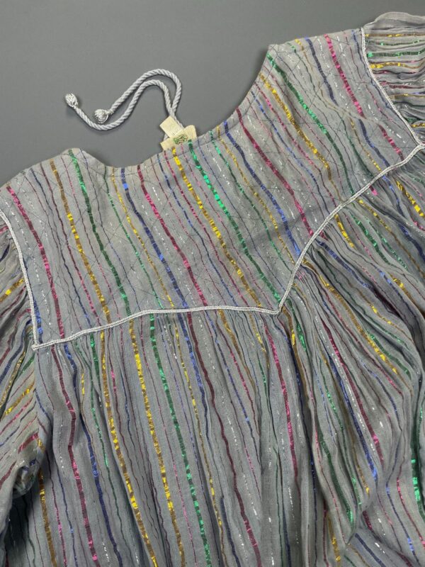 AMAZING!!! 1970S RAINBOW METALLIC THREADING INDIAN COTTON DRESS