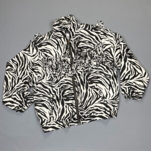 Photo detail:100% SILK ZEBRA PRINT FRINGE WINDBREAKER JACKET