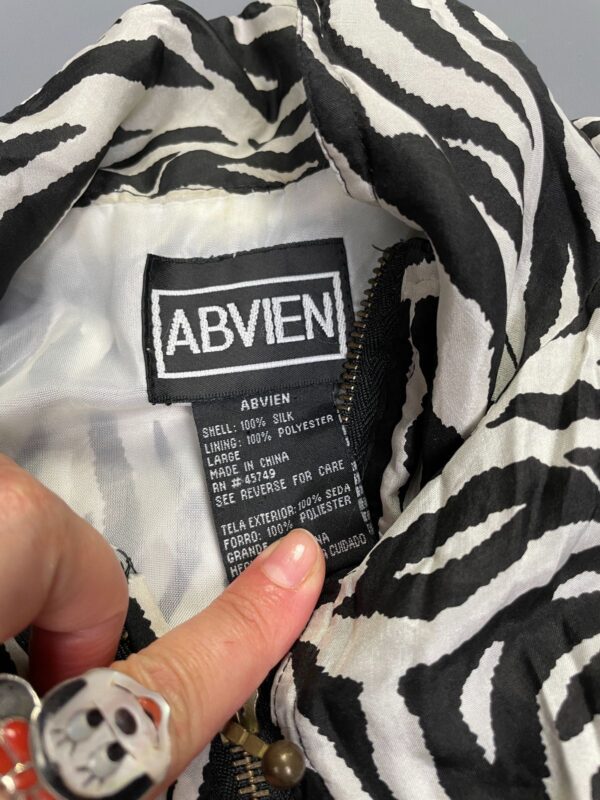 100% SILK ZEBRA PRINT FRINGE WINDBREAKER JACKET