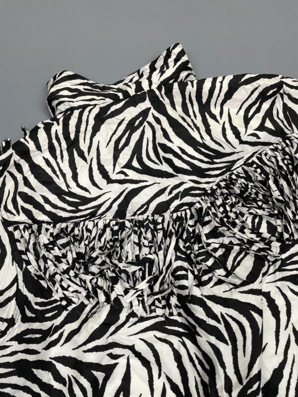 100% SILK ZEBRA PRINT FRINGE WINDBREAKER JACKET