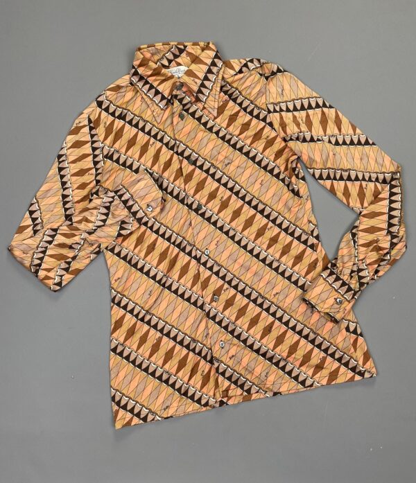 LATE 1960S PUCCI PRINTED BUTTON UP POLYESTER BLOUSE