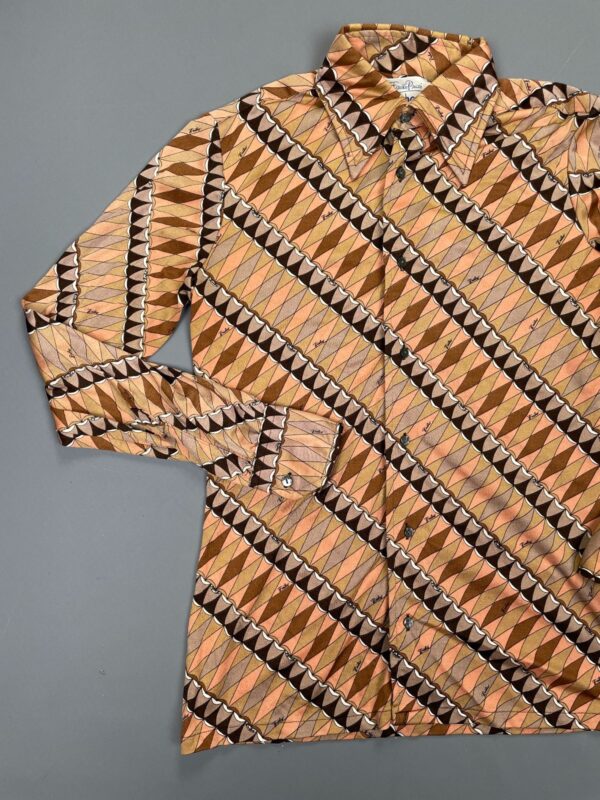 LATE 1960S PUCCI PRINTED BUTTON UP POLYESTER BLOUSE