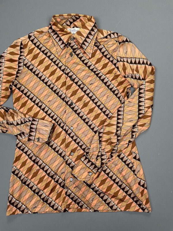 LATE 1960S PUCCI PRINTED BUTTON UP POLYESTER BLOUSE