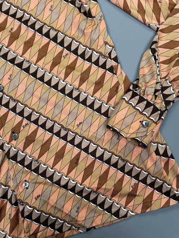 LATE 1960S PUCCI PRINTED BUTTON UP POLYESTER BLOUSE