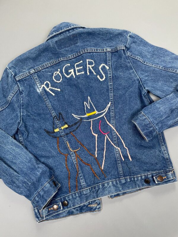 ROGERS FUNKY EMBROIDERED DARK WASH WESTERN STYLE DENIM JACKET