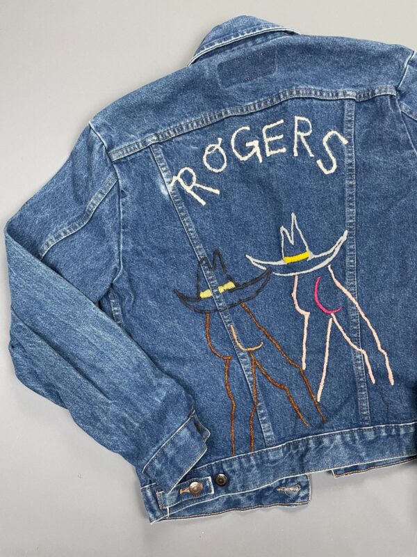 ROGERS FUNKY EMBROIDERED DARK WASH WESTERN STYLE DENIM JACKET