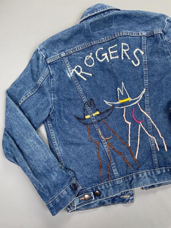 ROGERS FUNKY EMBROIDERED DARK WASH WESTERN STYLE DENIM JACKET