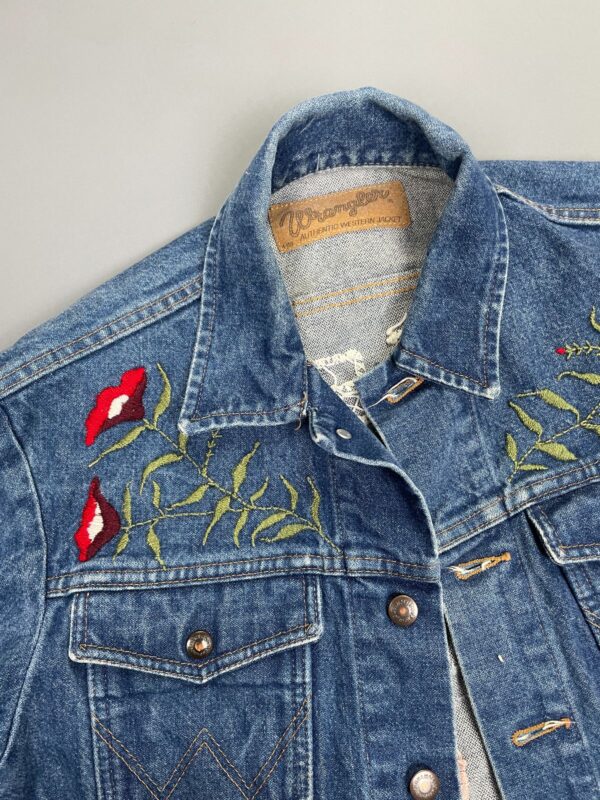 ROGERS FUNKY EMBROIDERED DARK WASH WESTERN STYLE DENIM JACKET