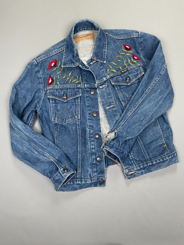 ROGERS FUNKY EMBROIDERED DARK WASH WESTERN STYLE DENIM JACKET