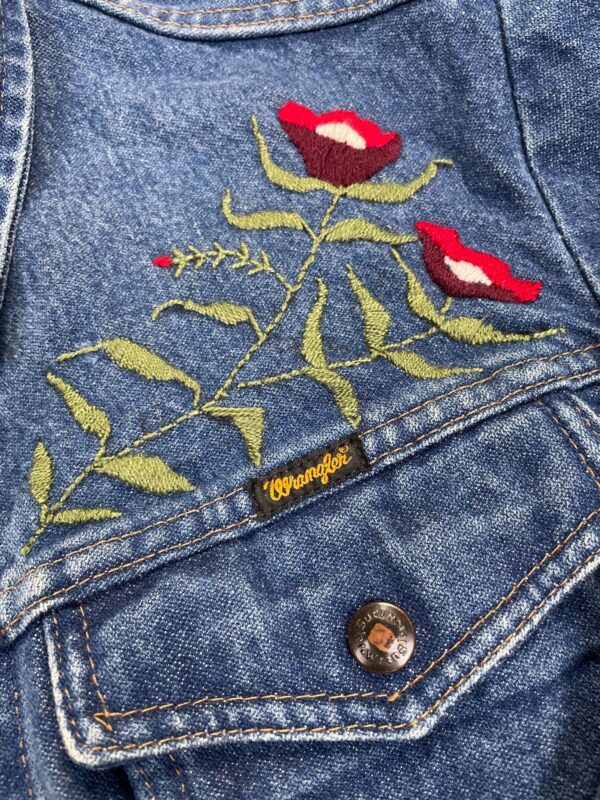 ROGERS FUNKY EMBROIDERED DARK WASH WESTERN STYLE DENIM JACKET