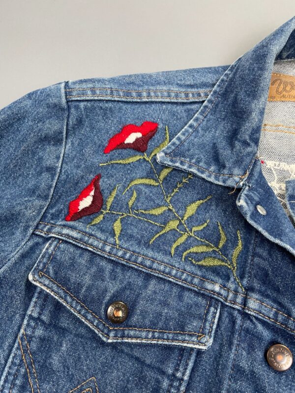 ROGERS FUNKY EMBROIDERED DARK WASH WESTERN STYLE DENIM JACKET