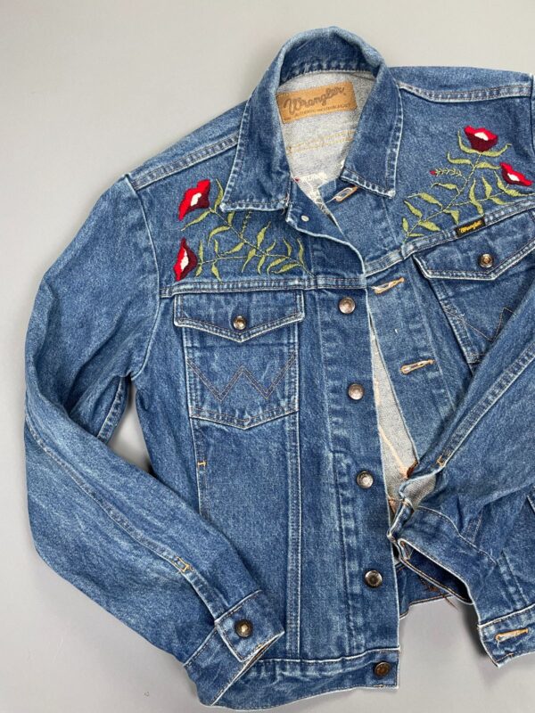 ROGERS FUNKY EMBROIDERED DARK WASH WESTERN STYLE DENIM JACKET