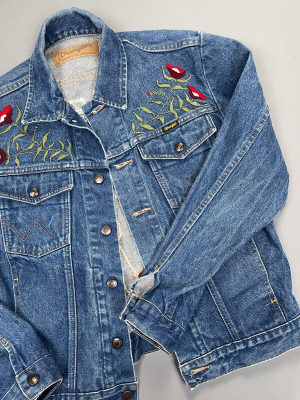 ROGERS FUNKY EMBROIDERED DARK WASH WESTERN STYLE DENIM JACKET