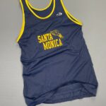 COOL! RETRO 1970S-80S SANTA MONICA TRACK & FIELD NYLON TANK TOP YELLOW PIPING