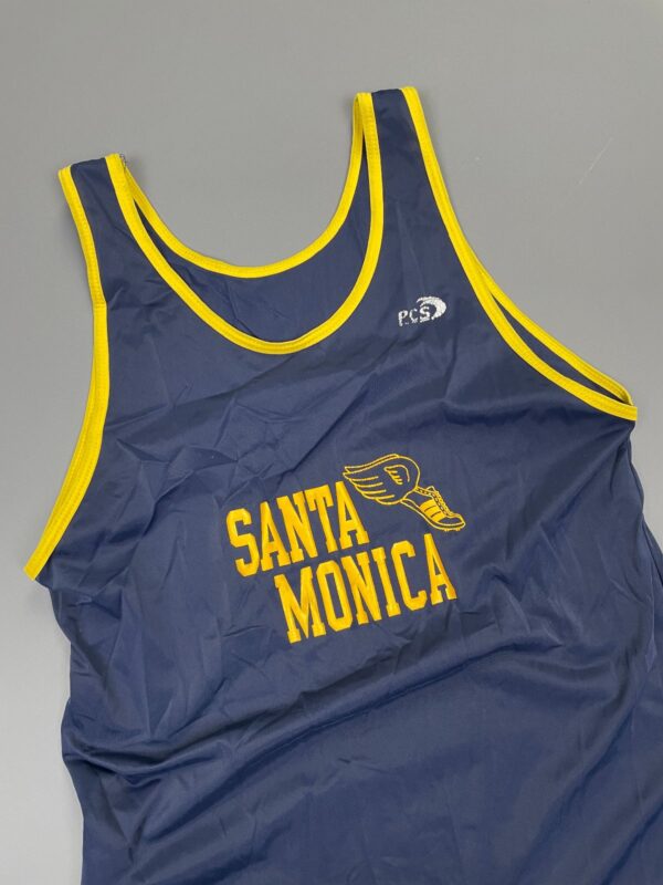 COOL! RETRO 1970S-80S SANTA MONICA TRACK & FIELD NYLON TANK TOP YELLOW PIPING